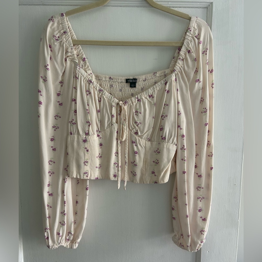 Wild Fable Long Sleeve Peasant Corset Crop Top - Size Large